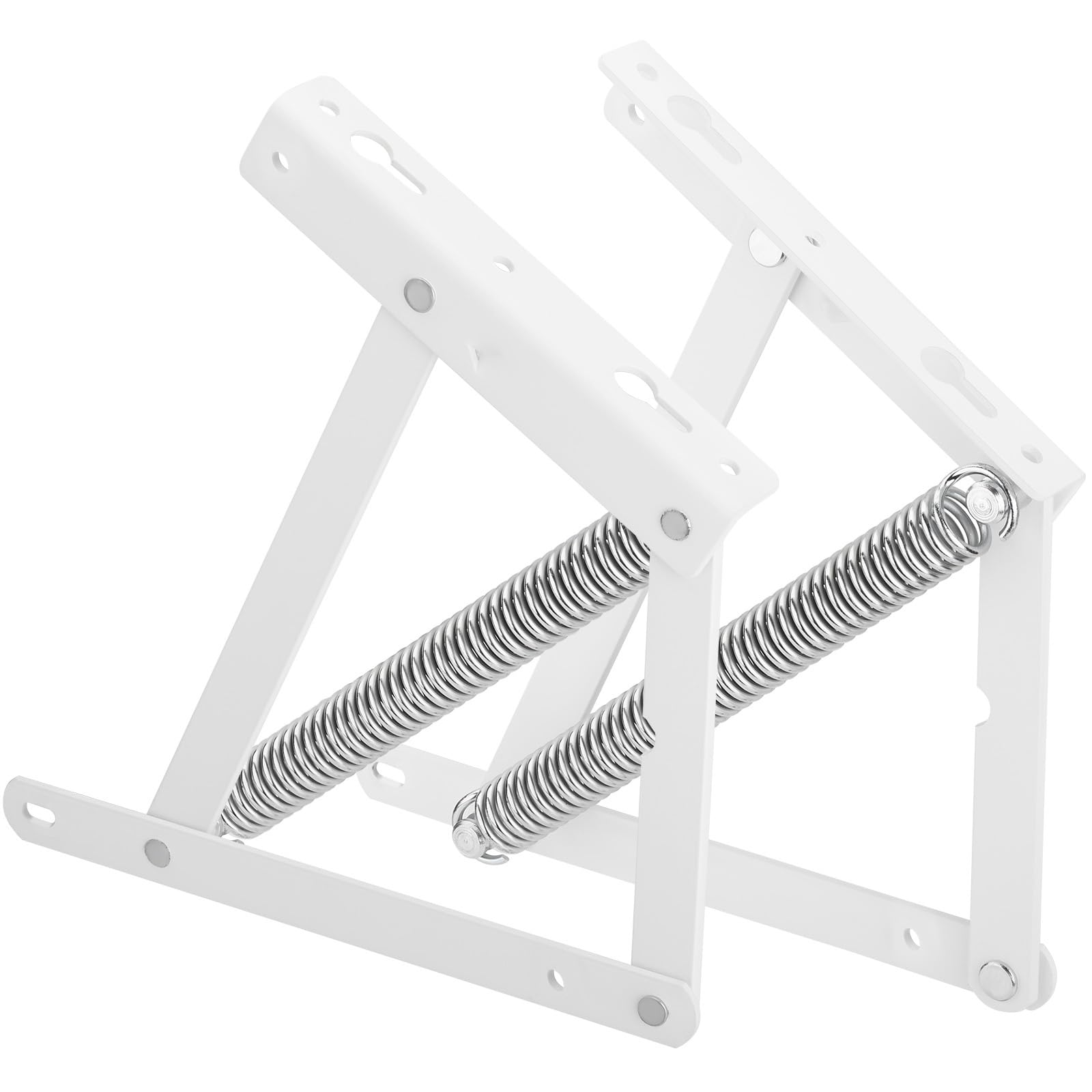 SOTOOLS Springaufbeschläge Bettkastenbeschlag Stahl Weiß 360mm Länge 63° Öffnungswinkel Federunterstützt für Betten Liegen Sofas Stauraum Möbelbeschlag Lattenrostlift Klappmechanismus