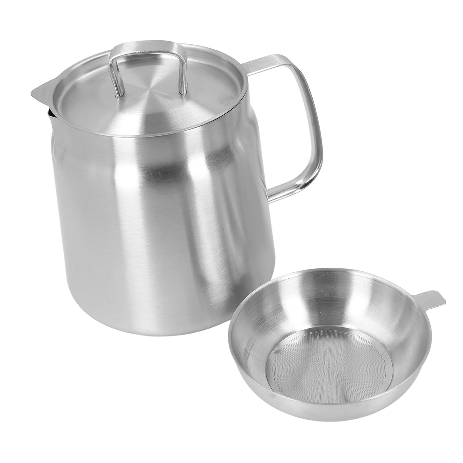Friteuse à Huile de Grande capacité en Acier Inoxydable, Pot de Filtre à Huile, Pot à Huile avec Crépine, Séparateur de Résidus, Poignée Ergonomique, Bouteille de Séparation (2L)