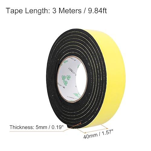 Miniatura 7 de Cinta de espuma de una sola cara autoadhesiva, para accesorios domésticos, uso diario - 0.472 in x 0.039 in  32.8 ft  blanco, amarillo  1 unidad