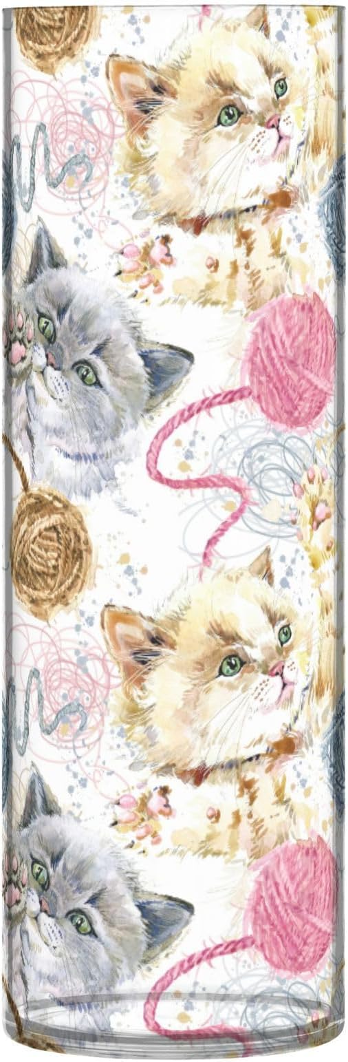 YEGAME Cute Cat Plastic Cylinder Vases 11.8 x 3.9 Inch