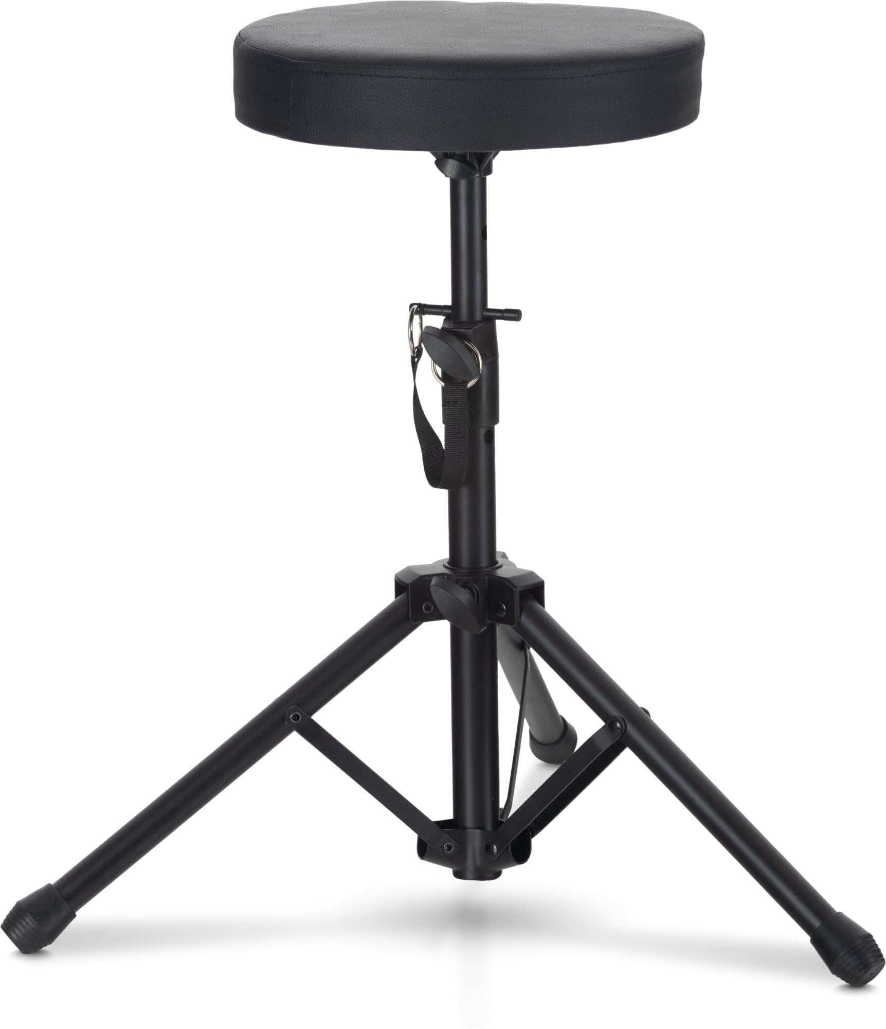 McGrey KD-10 Sgabello Pieghevole Leggero per Batteria - Sgabello Regolabile in Altezza con Dimensioni Compatte per il Trasporto - Seduta Rotonda Imbottita - Struttura Robusta in Tubo d'Acciaio - Nero