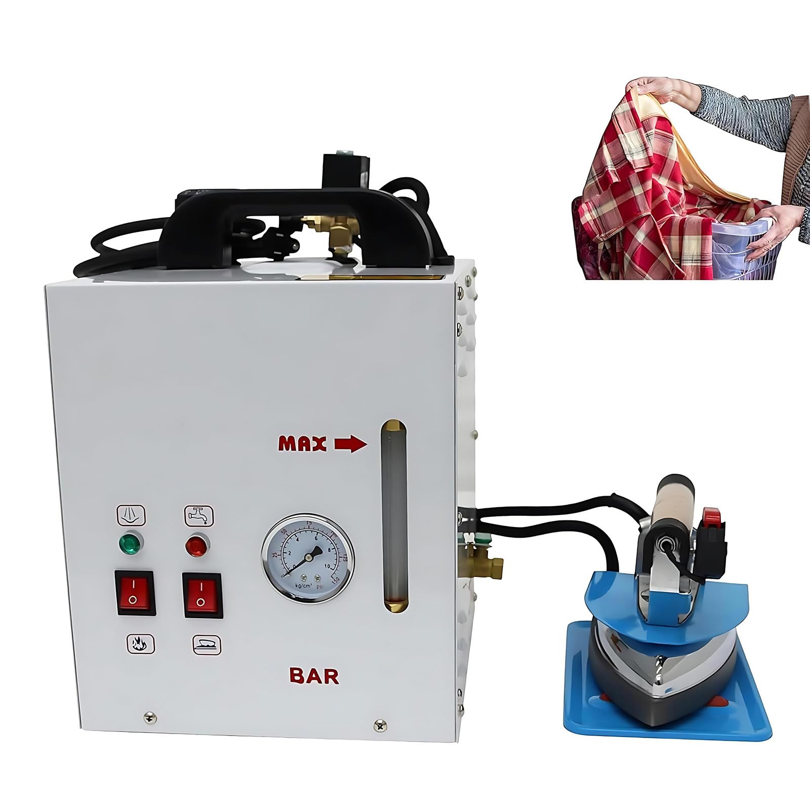 YXYLJOZ Steam Iron Station, 900W Generator Steamer with 4L Boiler Capacity, Water Shortage Alarm, Visual Pressure Display Separate Boiler For Ironing Clothes, Curtains, Carpets