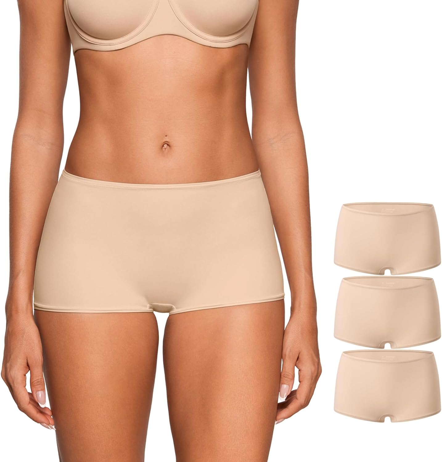 INLYRIC Women's Inbarely Plus Boyshorts Underwear - Soft Full Coverage Boxer Shorts Briefs Ladies Panties 3 Pack