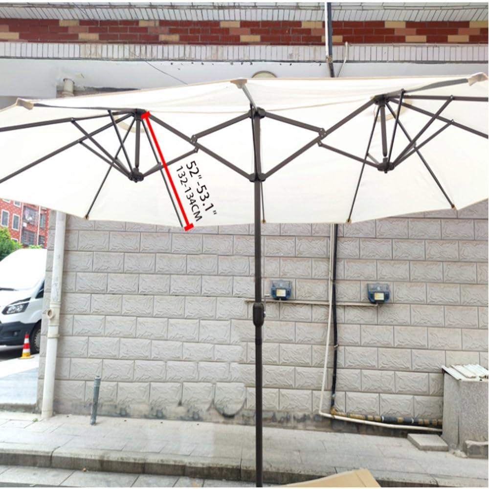 Tessuto di Ricambio per Ombrellone 460x270cm Telo di Ricambio per Ombrellone Doppio, Copertura per Ombrellone Grande per Patio Giardino(Beige)