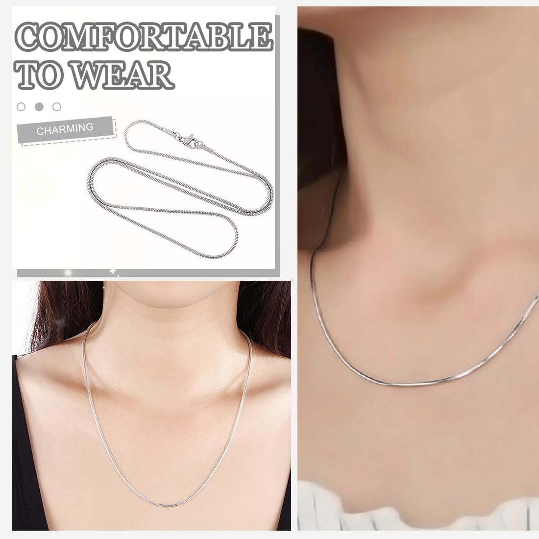 Collana In Acciaio Inox Unisex 50cm - Catena Minimalista Senza Ciondolo, Per Uomo E Donna - Foto 9