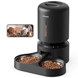 Automatic Cat Feeder with Camera for Two Cats, 1080P HD Video with Night Vision, 5G WiFi Pet Feeder with 2-Way Audio for Cat & Dog, Low Food & Motion & Sound Alerts, Dual Tray, Black 5L