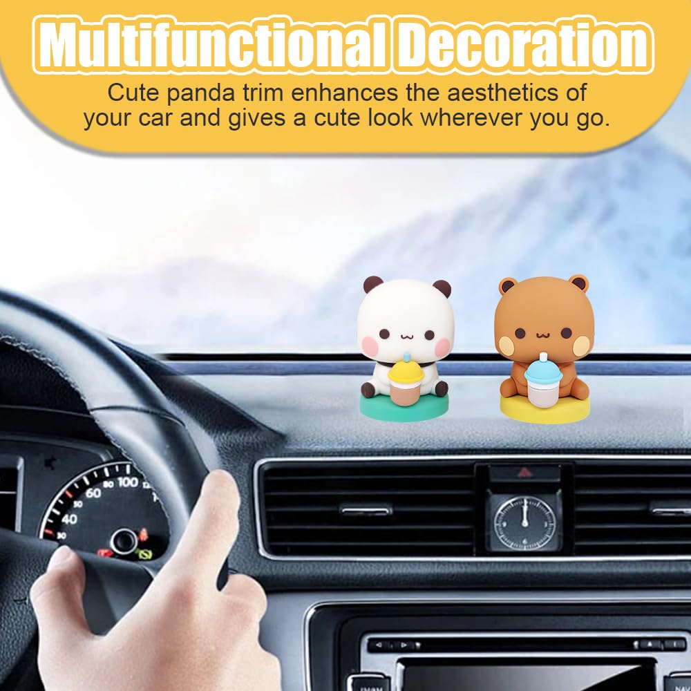2 Pezzi Bubu Dudu Figure Panda - Decorazione Cruscotto Auto, Statuine Oscillanti Carine - Foto 8