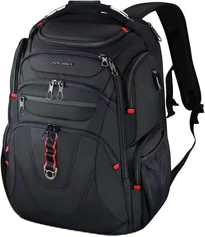 KROSER TSA Friendly Travel Laptop Backpack 17.3 inch Water-Repellent College Business Daypack with RFID & USB Port - Black