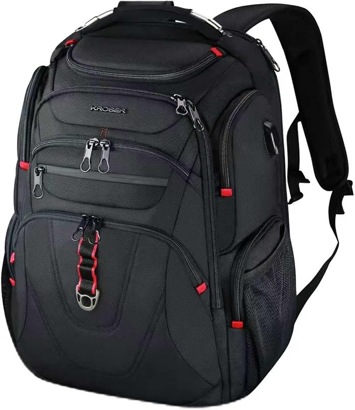 Mochila para computadora portátil de viaje compatible con TSA Mochila para computadora XL de 17.3 pulgadas Mochila universitaria repelente al agua Mochila de negocios con bolsillos RFID y puerto USB para hombres/mujeres-Negro