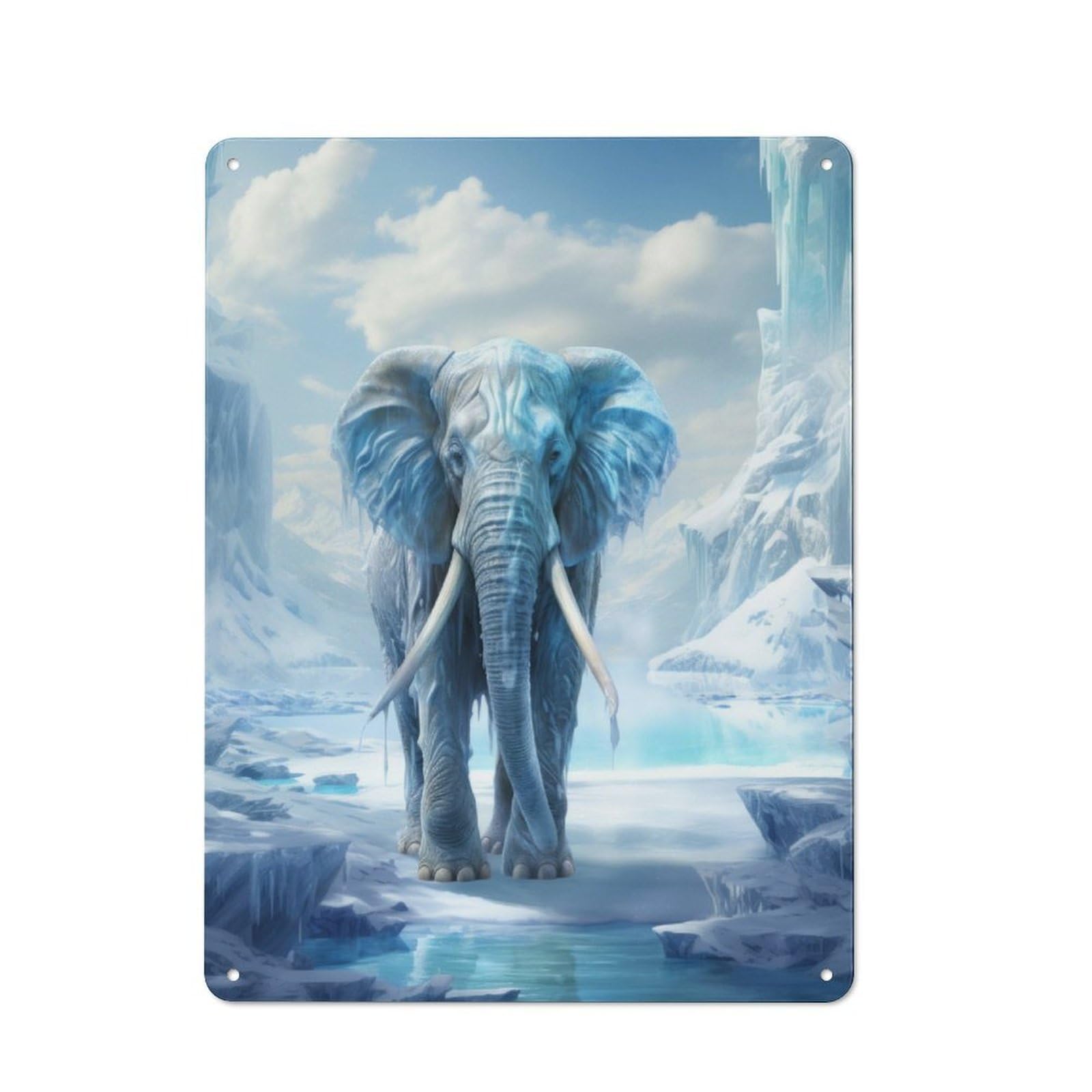 Junmoney Fantasy Frozen Elephant For Garden Room Or Summerhouse, Vintage Tin Sign 40X30cm, A Metal Wall Feature For Garden Rooms And Summerhouses