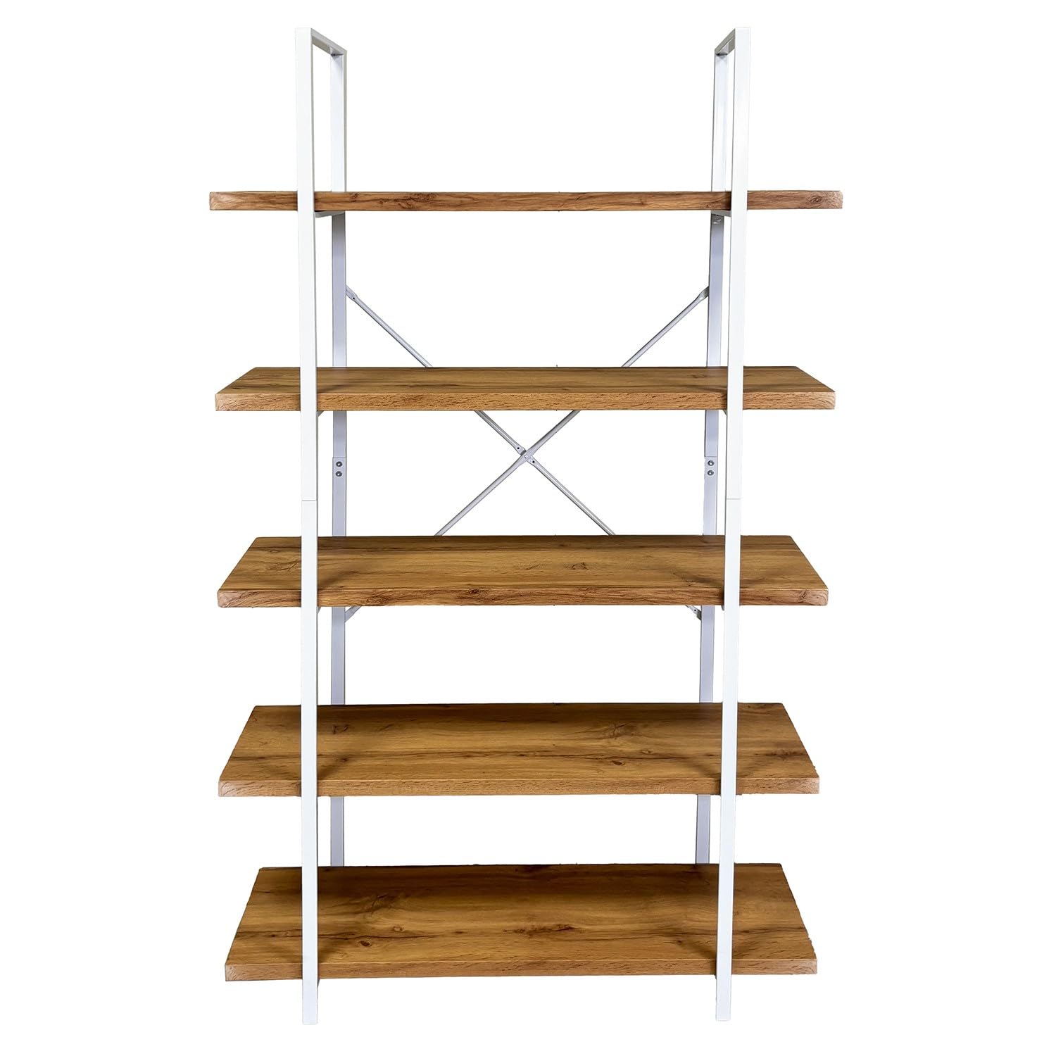 Étagère de sol premium métal blanc et bois 100 cm aux lignes épurées
