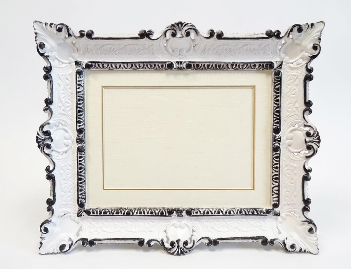 Cadre photo 30x40 baroque blanc rétro avec verre véritable pour affiche