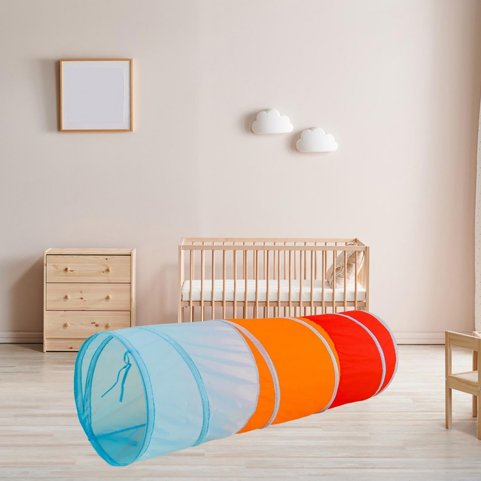 Spieltunnel für Kinder, Faltbares Spielzelt, Strapazierfähige Materialien, Fördert Die Motorik, Platzsparend zu Verstauen, 1,5 m Orangerot