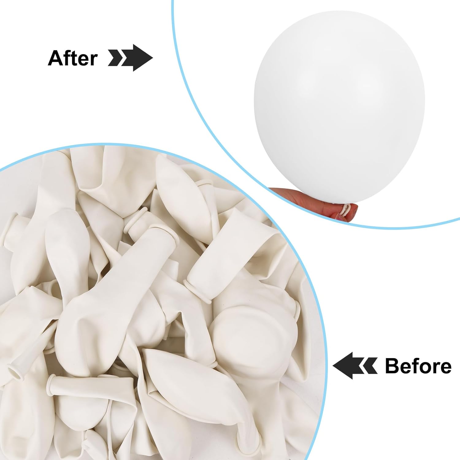 APLANET 150pcs White Balloons Different Sizes 18 12 10 5 Inch, Latex Balloons for White Themed Birthday Wedding Baby Shower Party, Grad Anniversary Supplies, Arch Kit Decoration