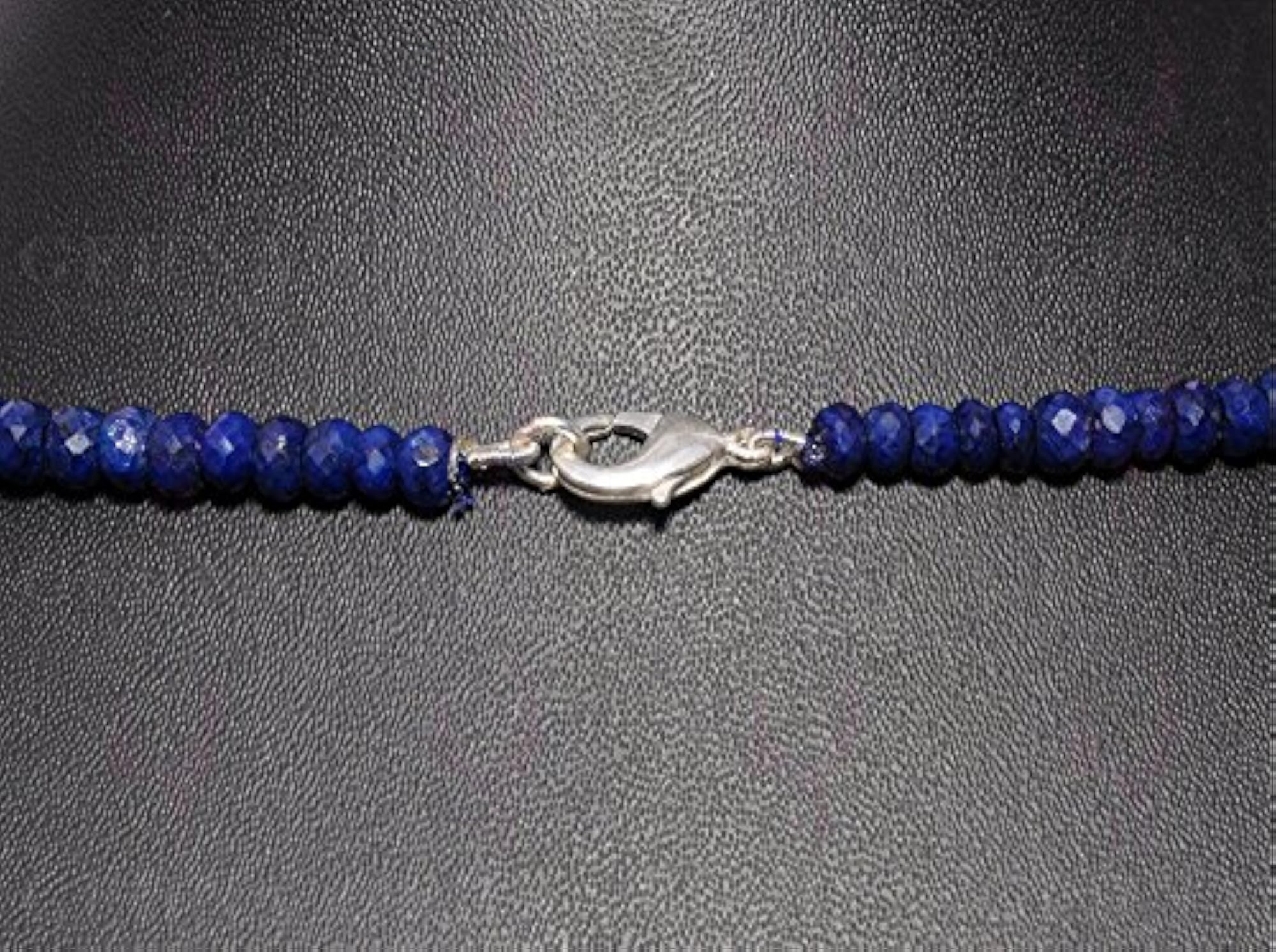Jaipur Blue Sapphire Gemstone Faceted Bead Necklace