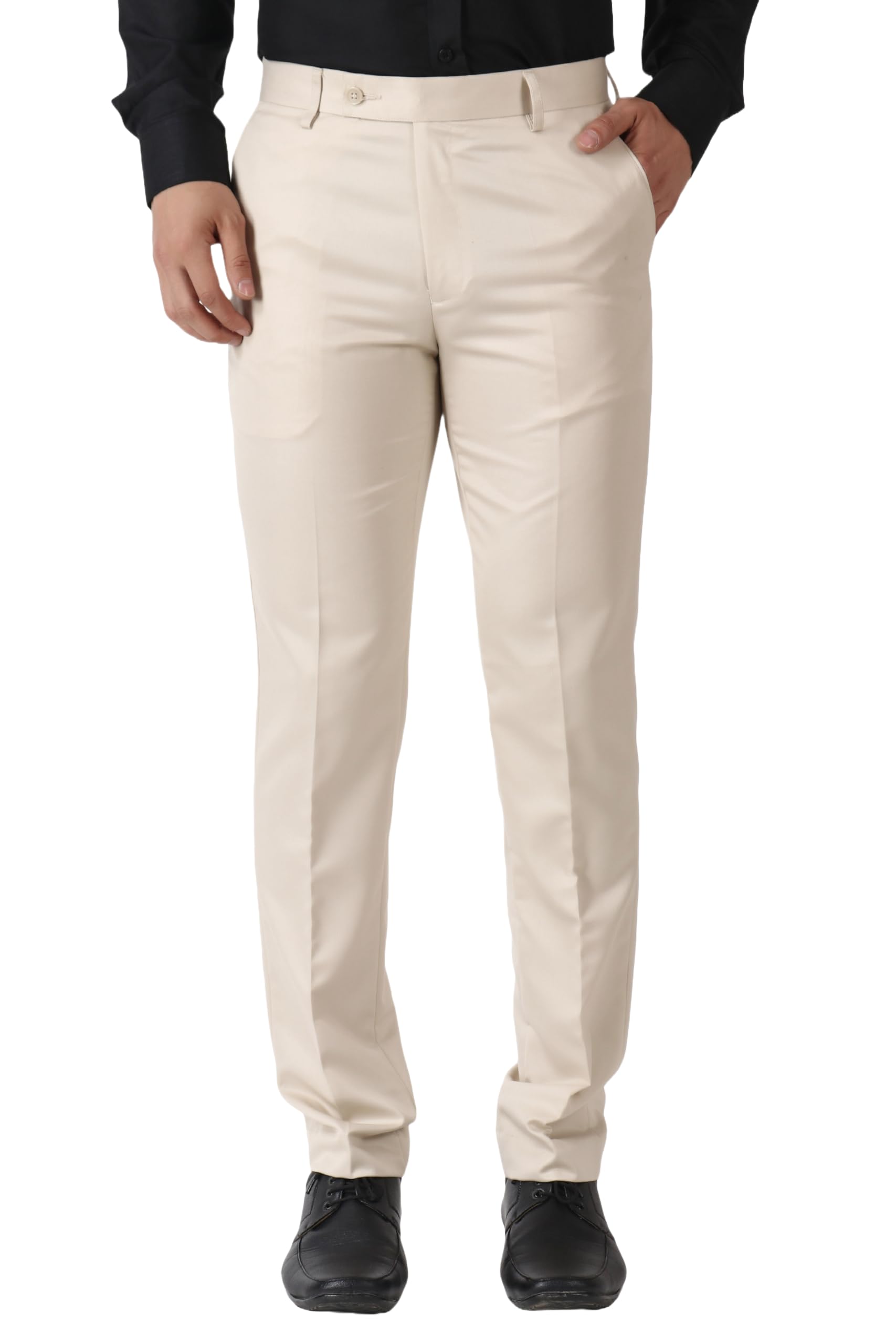 Men's Slub Effect Solid Trouser | Classic Slim Fit Formal Trousers for Men | Slim Fit Trousers for Men