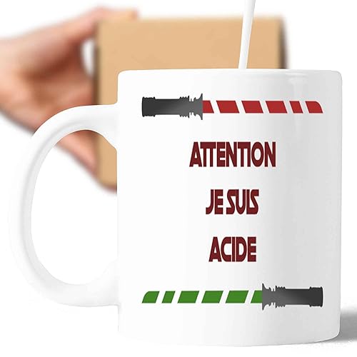 Miniatura 1 de Funny Gift Attention Je Suis Acide Lemon Sour Gift for Men & Women - French Quote - 11 Oz White Ceramic Coffee Mug