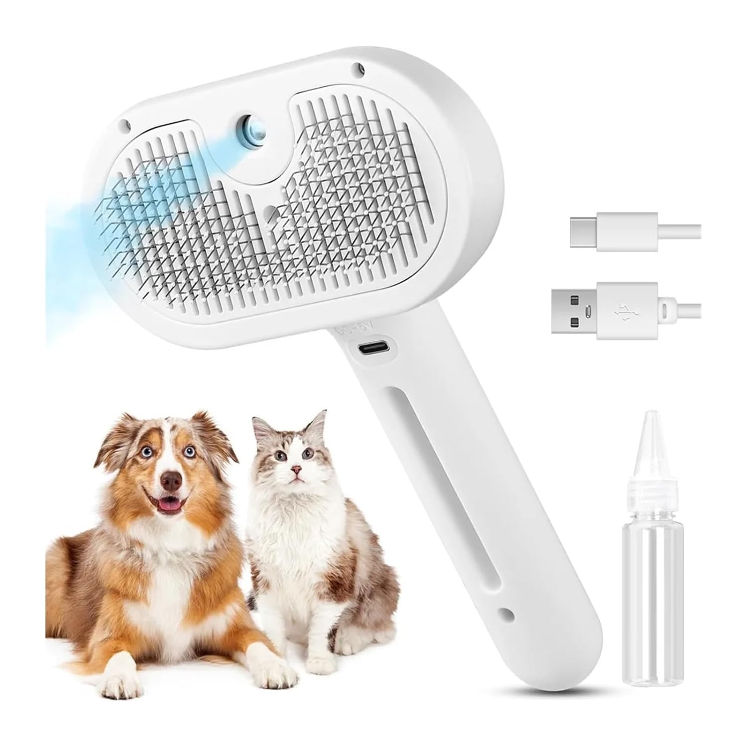 Pet Steamy Brush Cat Steam Brush, Pet Spray Hair Removal Comb Water For Cats Dogs Small Animals Long Short Haired Silent(Pink)