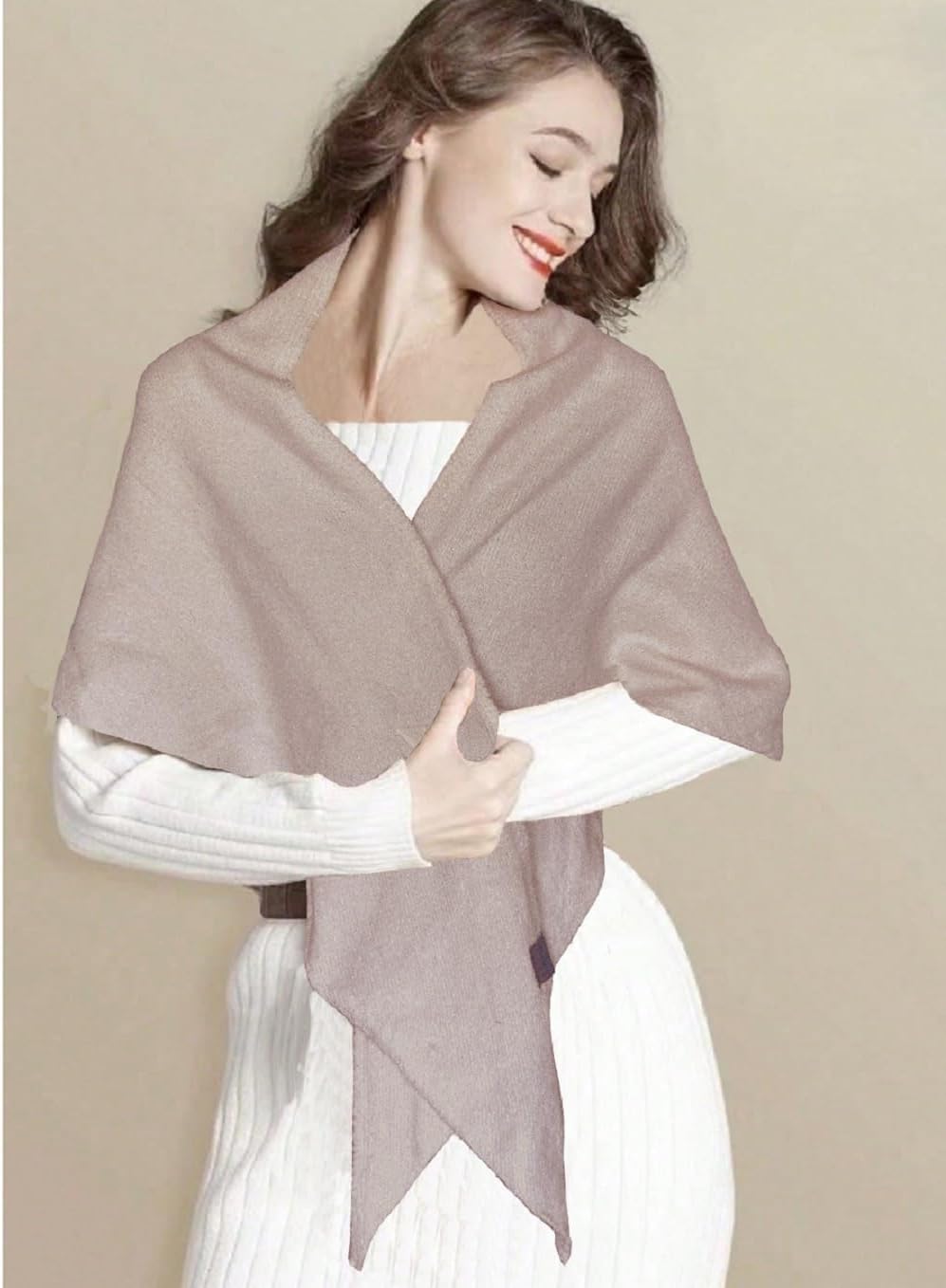 Shawl Wraps For Women,Womens Knitted Knotted Shawls Wool Cashmere Shoulder Top Sweater Shawl Scarf for Fall Winter - Image 5