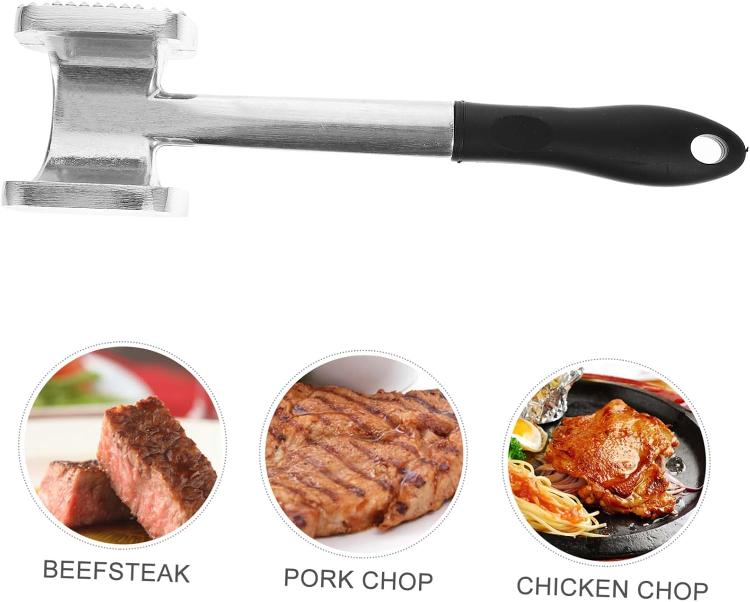 Double-sided Meat Mallet Hand Held Tenderizer Tool for Beef Steak Burger Grill Accessories