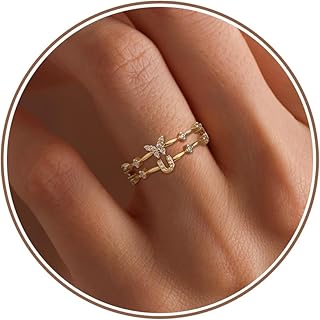 Dainty Gold Initial Ring Butterfly Rings Letter A-Z Graduation Gifts for Her Girlfriend Mother and Daughter Ring Back to School Stuff Gifts for Women Birthday Unique