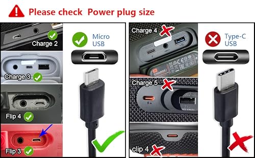 T-Power Ac Adapter Charger For Jbl Charge 3, Charge 2, Flip 4, Flip 3, Flip 2, Pulse 3, Pulse 2, Pulse, Go, Clip Plus, Clip, Micro Ii, Micro, Trip Portable Bluetooth Speaker Power Supply Cord Cable #TOP2