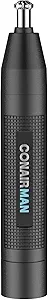 ConairMan Nose Hair Trimmer for Men, For Nose, Ear, and Eyebrows, Patent 360 Bevel Blade for No Pull, No Snag Trimming Experience, Cordless Lithium-Powered Trimmer with Drawstring Bag