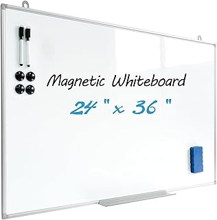 Magnetic Writeboard 24X36 Dry Erase Board Hanging & Wall Mounted Whiteboard S Aluminium Frame Message Boards for Home, School, Office, Kitchen
