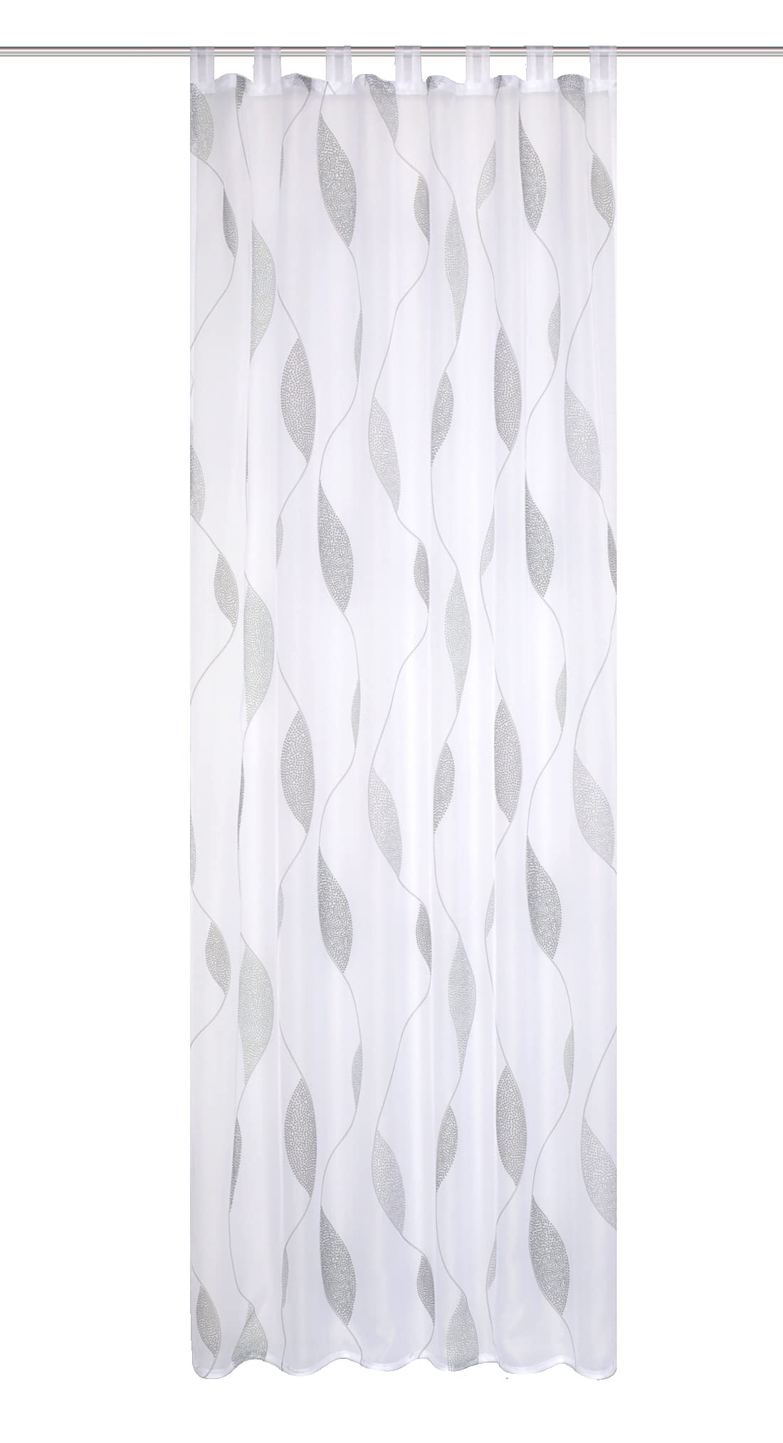 HOMEbasics 49462 Paolo Tab-Top Curtain Transparent Printed Stone 225 x 140 cm, W 55.1" x L 88.6" (1 Panels)