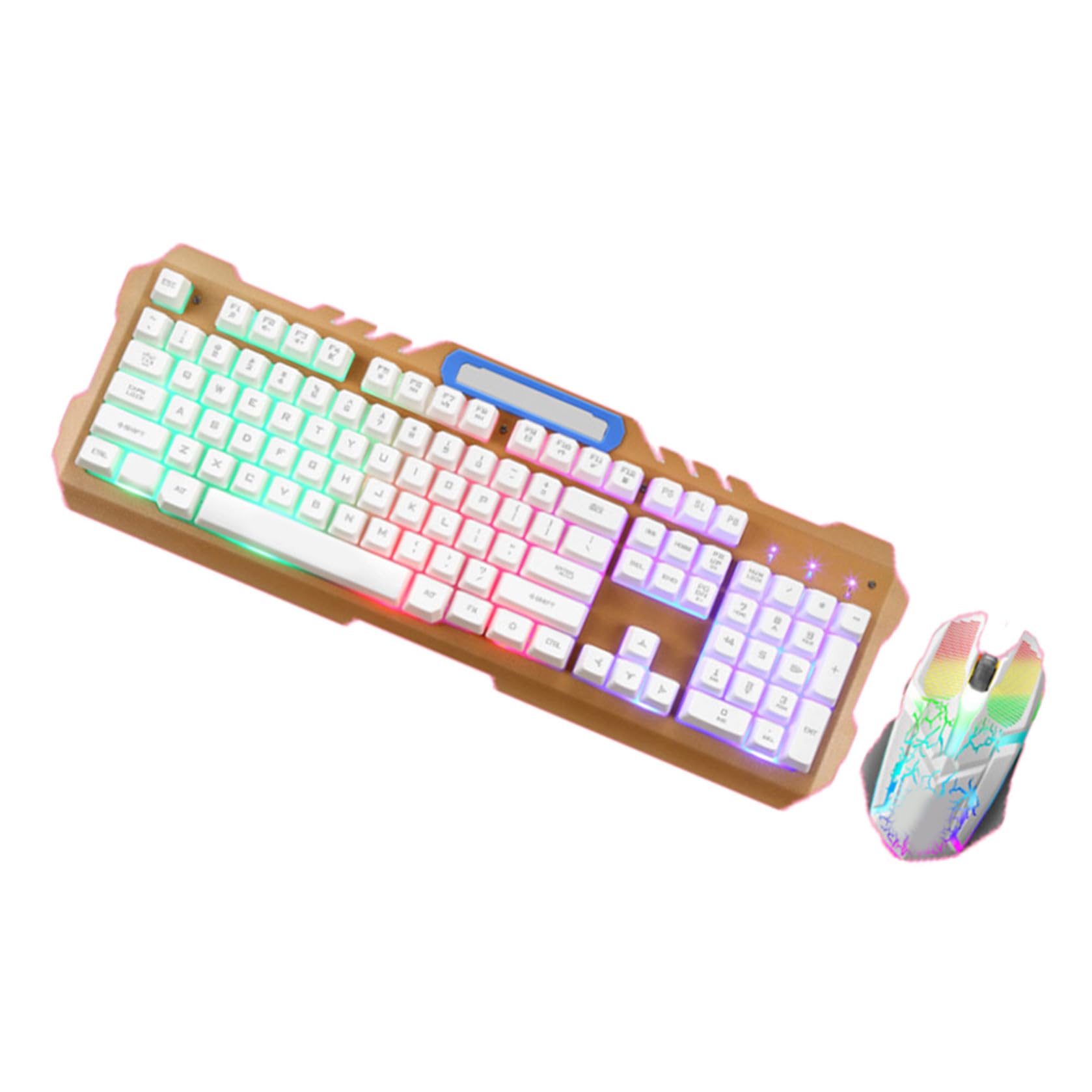 Set Tastiera Meccanica Retroilluminata con Mouse Bianco