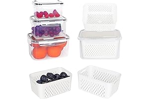 4 PCS Fruit Storage Containers for Fridge with Lock