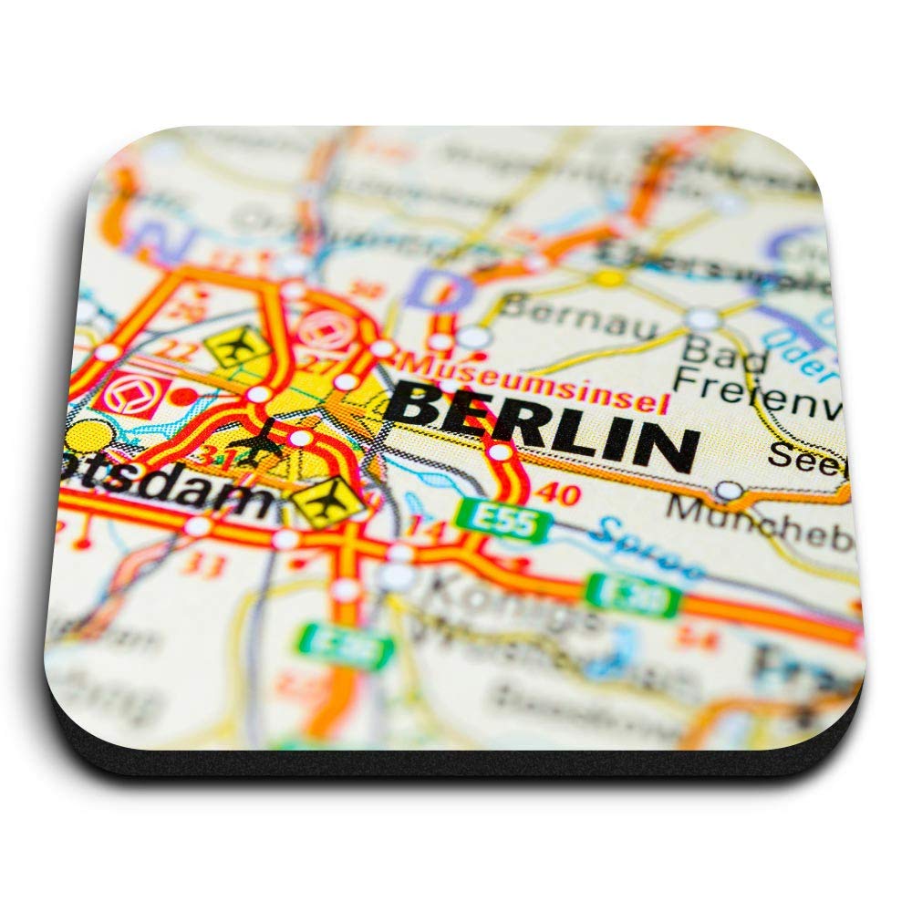 Destination Vinyl Ltd Multicolor 1 X Square Mdf Fridge Magnet - Berlin Germany Map German Europe 16298