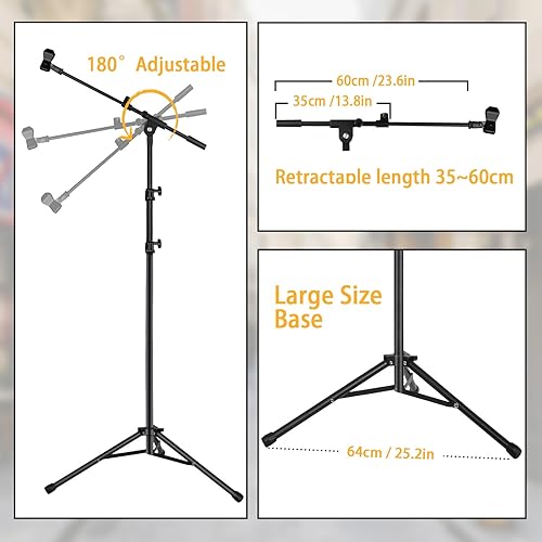 Miniatura 4 de Soporte de micrófono de trípode para brazo de piso para Blue Yeti Q2U K6 AM8, soporte de micrófono de piso con bolsa de transporte, adaptador de 38