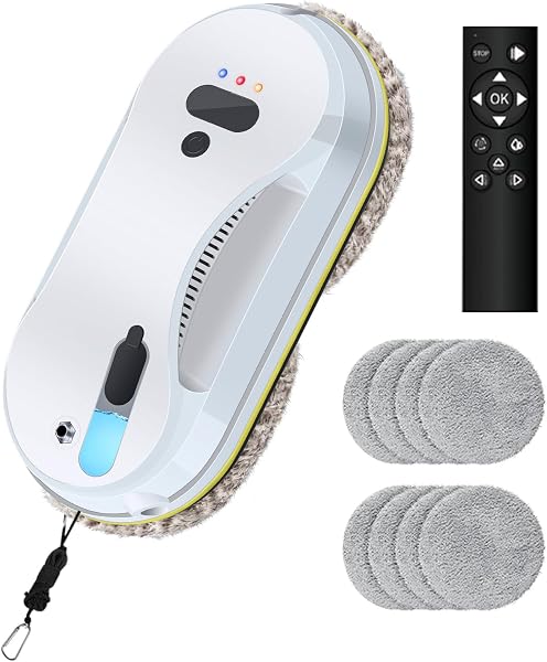 Window Cleaner Robot with Water Spray Window Cleaning Robot Window Cleaner with Automatic Water Spray Glass Cleaning Robot 5600Pa Sunction Power for Windows/Tiles/Class Door (White) - 1