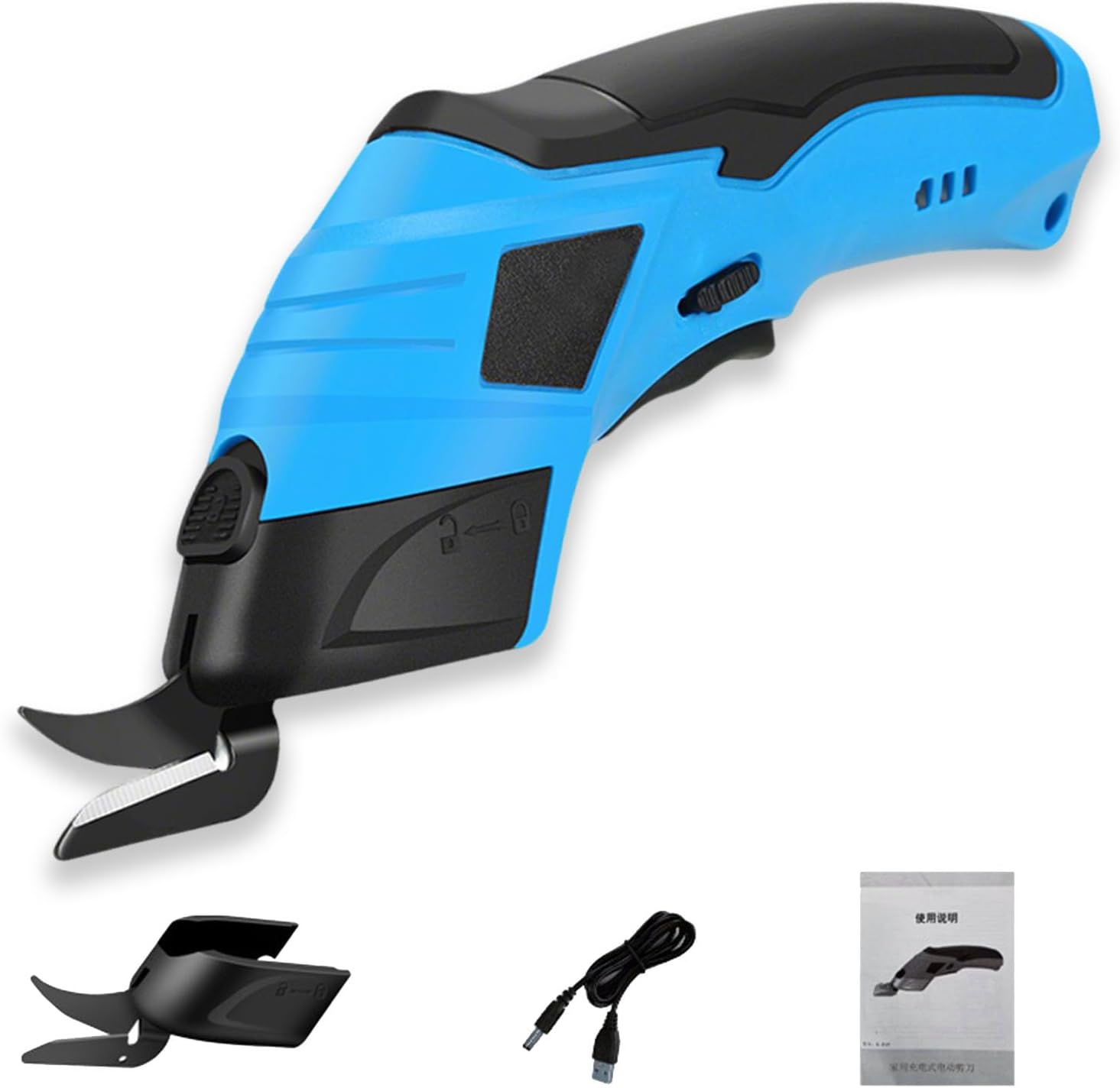 Portable Rechargeable Handheld Electric Scissors, 2025 New Shears for Sewing, Crafting with 2 Blades Cutting, Double Scissors Rechargeable for Fabric, Carpet, Leather, Cardboard (Red)