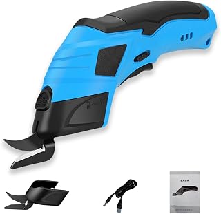 Portable Rechargeable Handheld Electric Scissors, 2025 New Shears for Sewing, Crafting with 2 Blades Cutting, Double Scissors Rechargeable for Fabric, Carpet, Leather, Cardboard (Blue)
