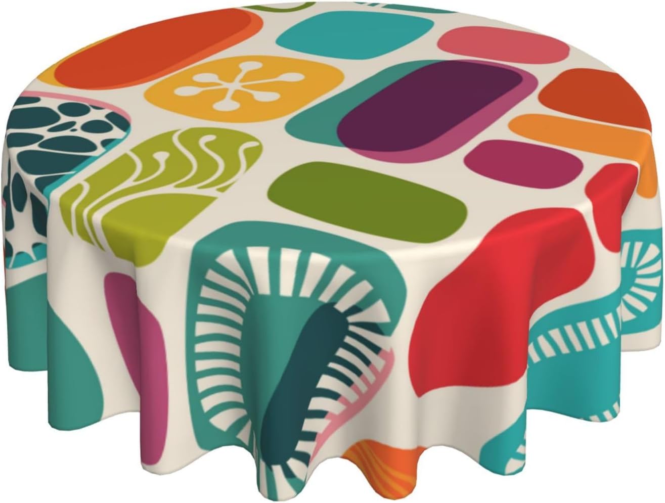 Mid Century Modern Tablecloth,1950s Vintage Style Atomic Science Background Vintage Atomic Stars Pattern Table Cloth for Home Kitchen Dining Room Holiday Picnic Party,Round 36in