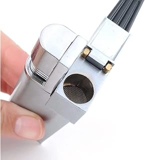 Portable Metal Foldable Lighter 2 in 1 Set Hitter Lighter for Man Gadget Metal Cover Open Flame for Camping BBQ Kitchen,Silver