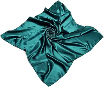 TrendsBlue Elegant Large Silk Feel Solid Color Satin Square Scarf Wrap 35"
