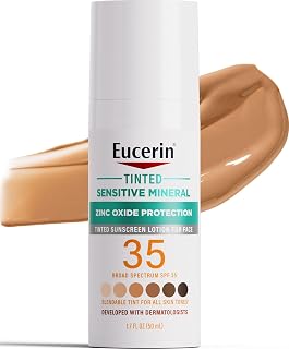 Eucerin 틴트 센서티브 미네랄 페이스 자외선 차단 로션, SPF 35, 50ml(1.7액량 온스)