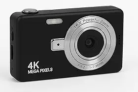Câmera Digital 4K 48MP. HD Portátil com Zoom 16x e Tela 2.4' | Foco Automático, Anti-Vibração e Flash Integrado | Câmera Compacta para Fotos, Vídeos, Vlogs e Viagens