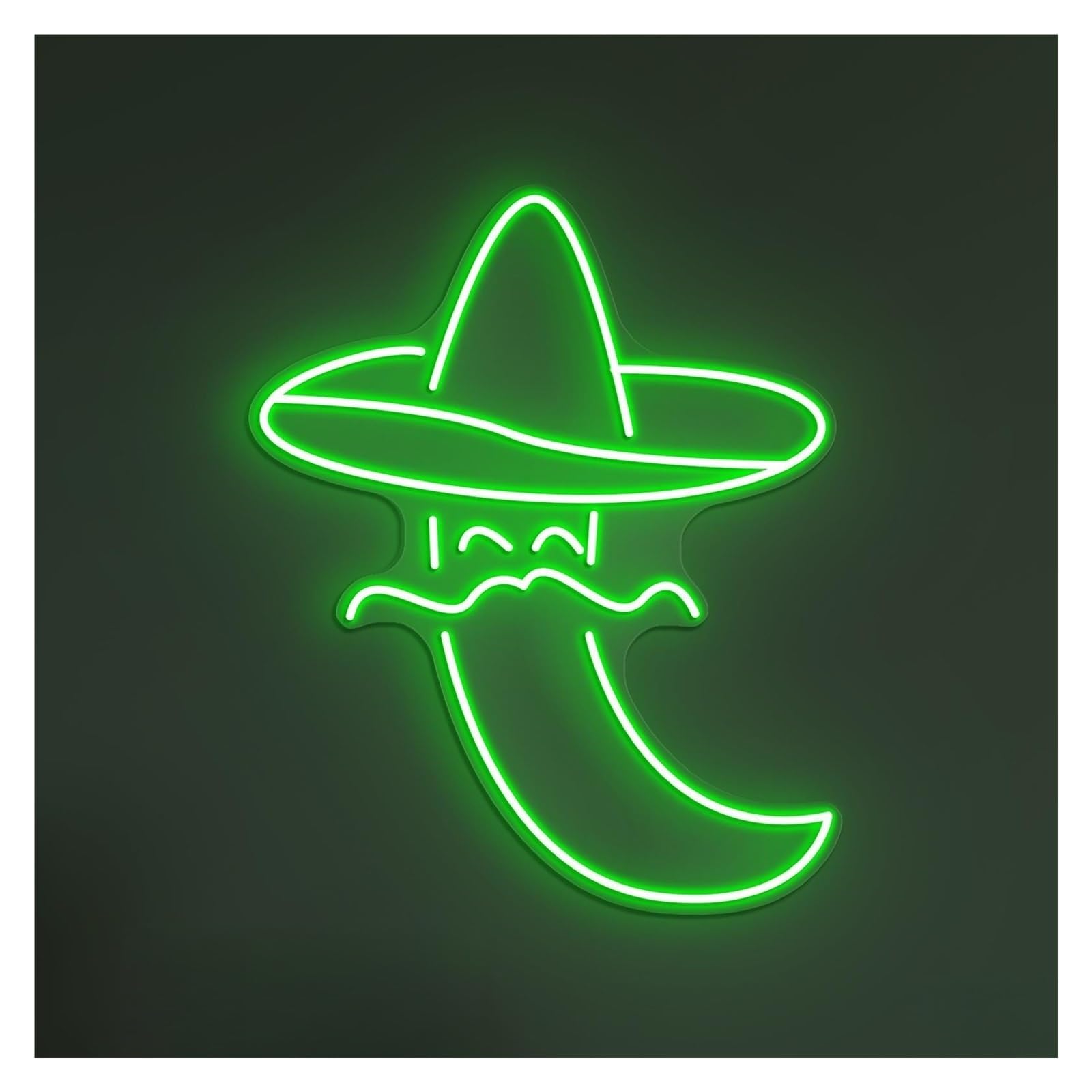 Hanging Art Neon Signs Cute Chili Neon Sign, Suitable For Restaurant Decor With Brightness Adjustable 38cm(Green)