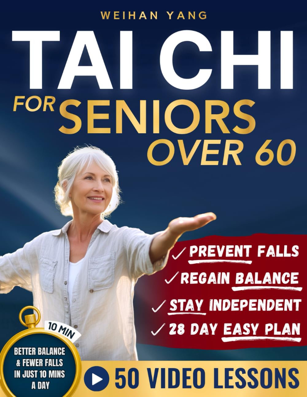 Tai Chi Made Easy For Seniors Over 60: Gentle 10 Minute Chair & Standing Exercises For Fall Prevention, Balance & Independence – Beginner Friendly, Large Print With Step-By-Step Pictures & 50+ Videos      Paperback – Large Print, December 29, 2025