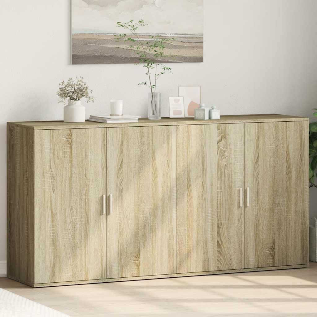 Kredensy, 2 sztuki, dąb Sonoma 79 x 38 x 80 cm, materiał drewnopochodny, meble do salonu, z miejscem do przechowywania, do korytarza, jadalni i sypialni, wytrzymałe i trwałe