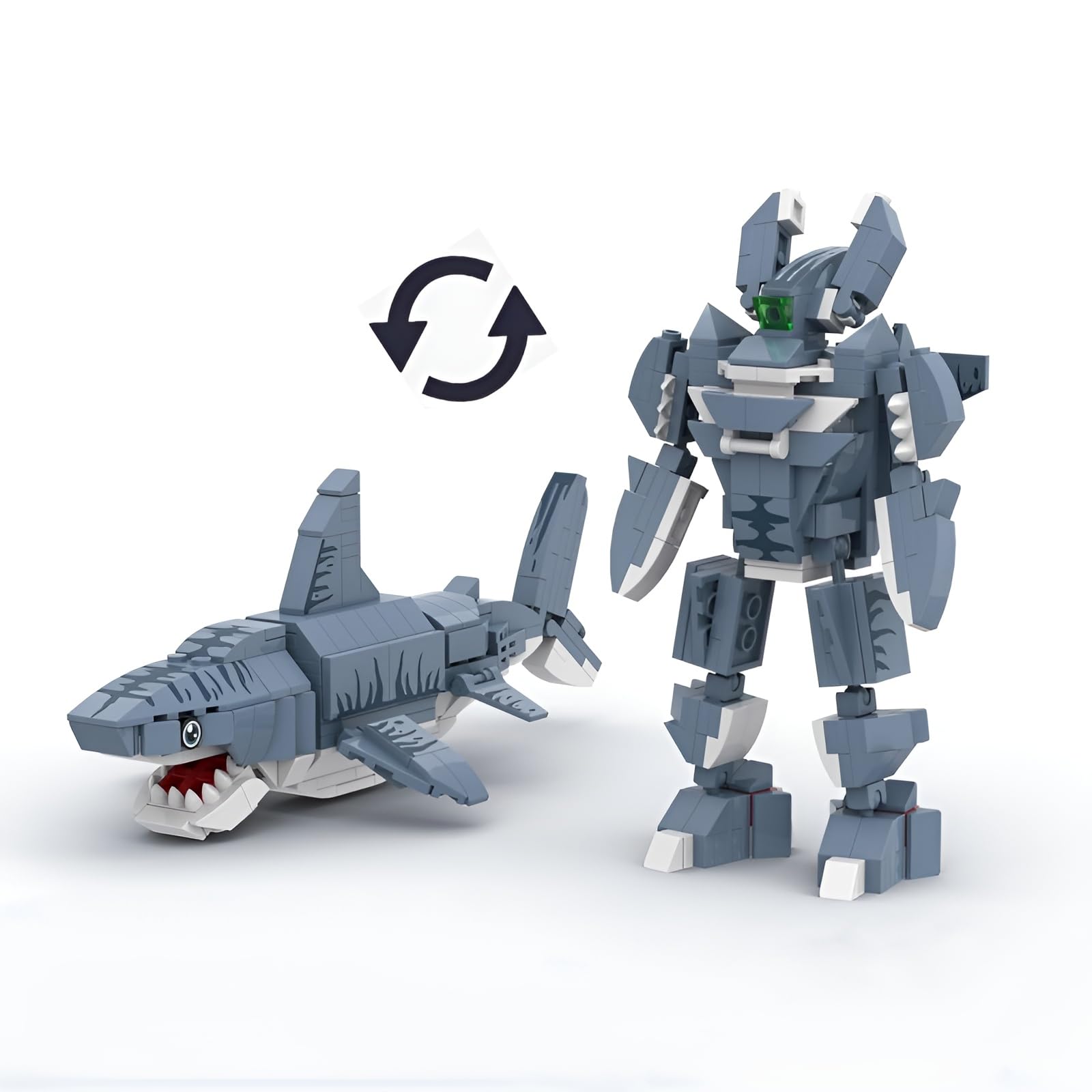 DrmBeyd Ocean Animal Building Blocks, Deep Sea Creatures Building Toy Set, 2 in 1 Transformable Mecha Shark Building Kits, Ideas Presents for Boys and Girls & Adults, 230 PCS — image 1