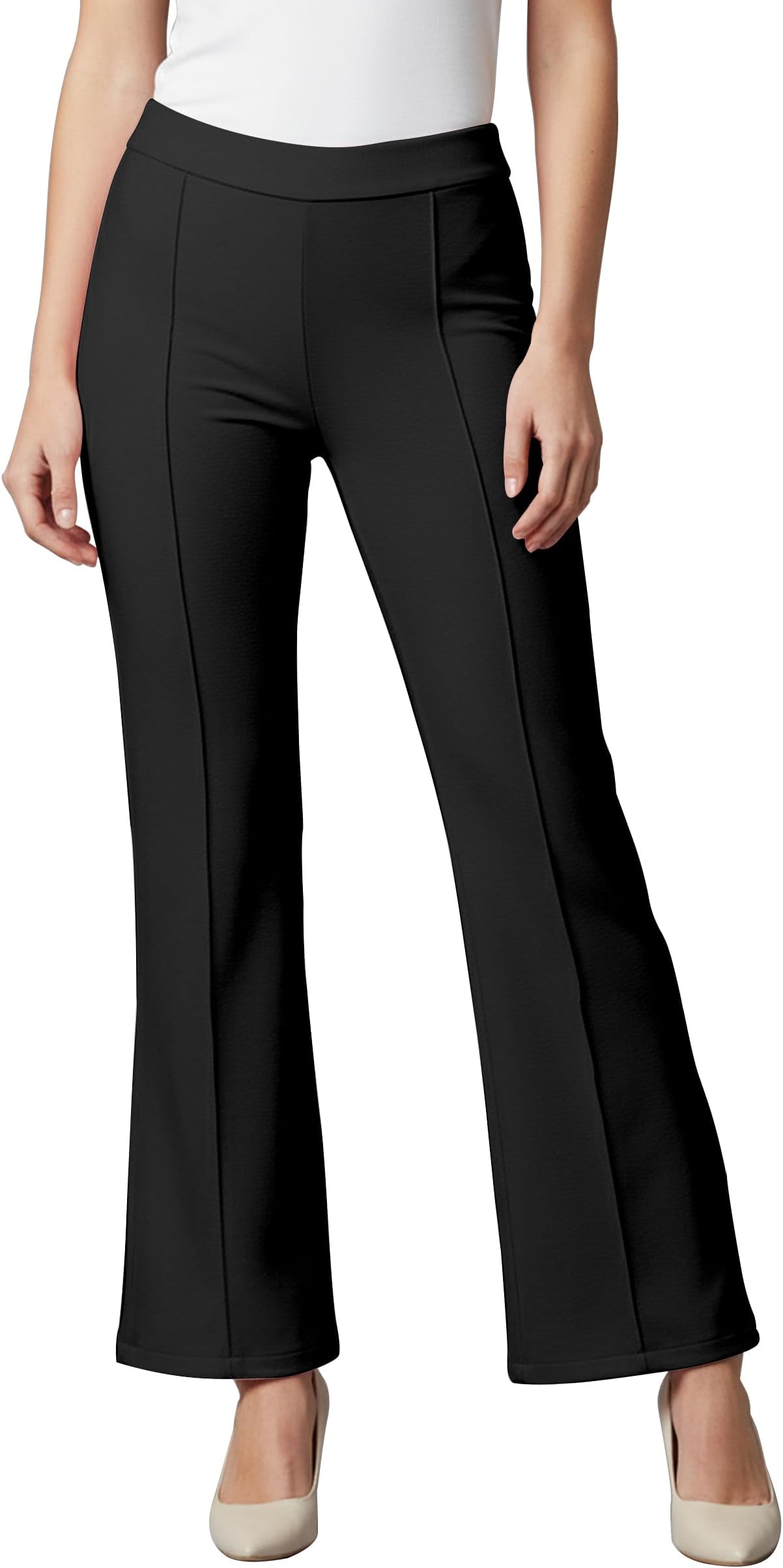 Cotton Blend Bootcut Parallel Trouser Pants for Women Regular Fit, Bellbottom Straight Pants for Womens