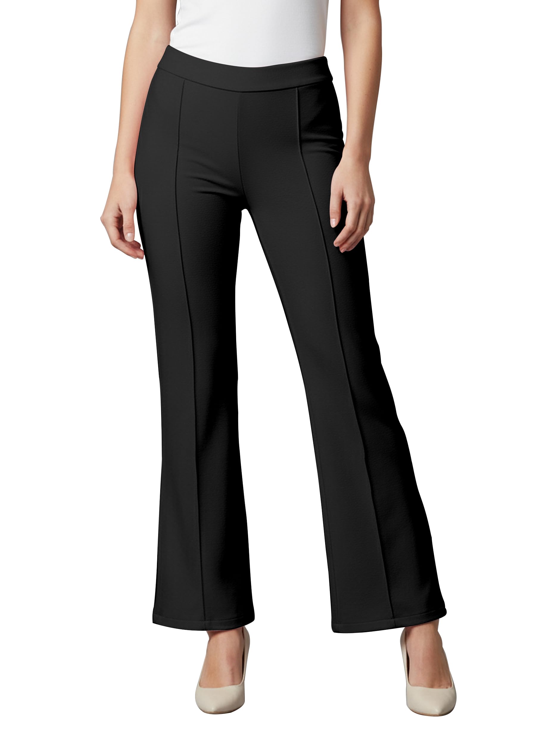 Cotton Blend Bootcut Parallel Trouser Pants for Women Regular Fit, Bellbottom Straight Pants for Womens