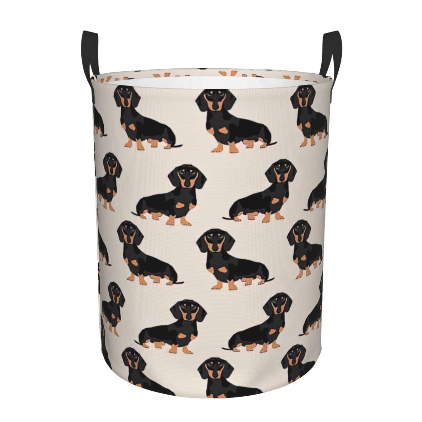 M Collapsible Round Cute Dog Print Laundry Hamper