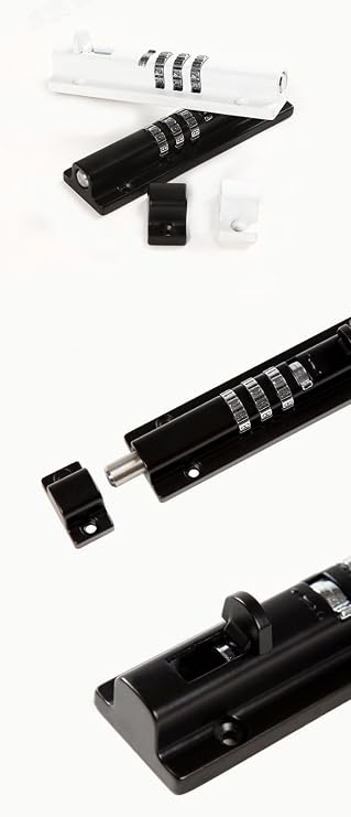 Combination Bolt gate Lock (OWACH AL-971) Combi Bolt Latch,Sliding Barrel Bolt Lock, Stainless Steel Sliding Bolt (Black)