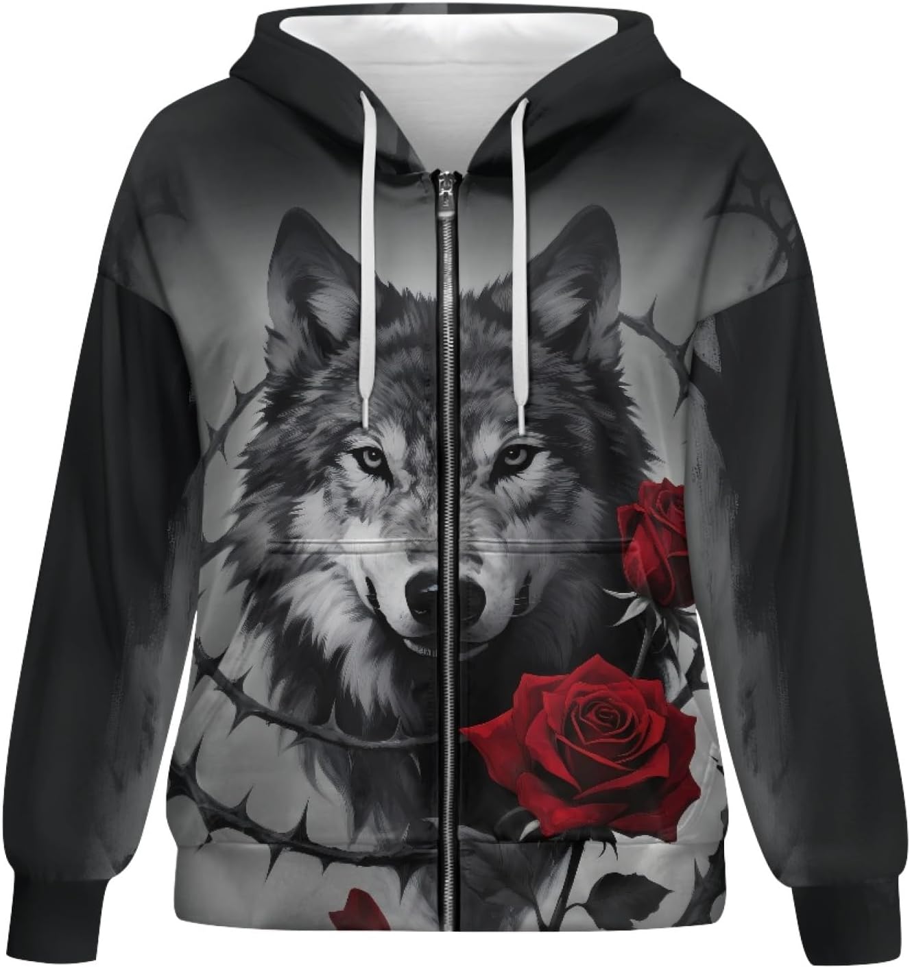 Xpyiqun Gothic Zip Up Hoodies for Women Oversized Sweatshirt Zipper Jacket Cardigan Lightweight Long Sleeve Coat